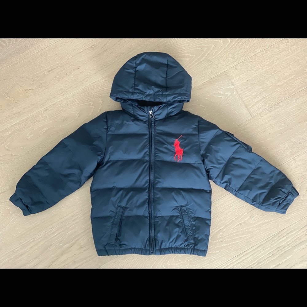 Polo Ralph Lauren Down Jacket, Navy Blue, Size 7